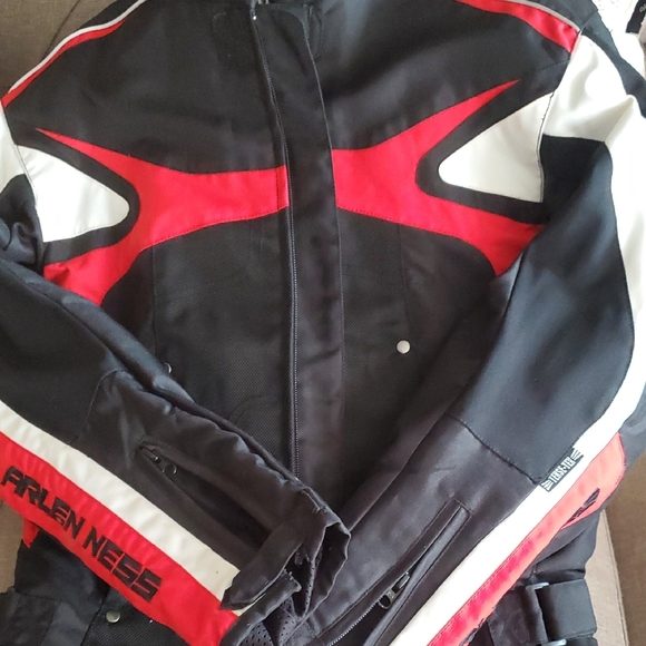 Arlen Ness Unisex Black and Red Motorcycle Padded Jacket Sz M - Picture 14 of 17